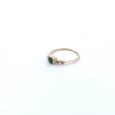 14Ct Yellow Gold Natural Emerald And Diamond Ring.