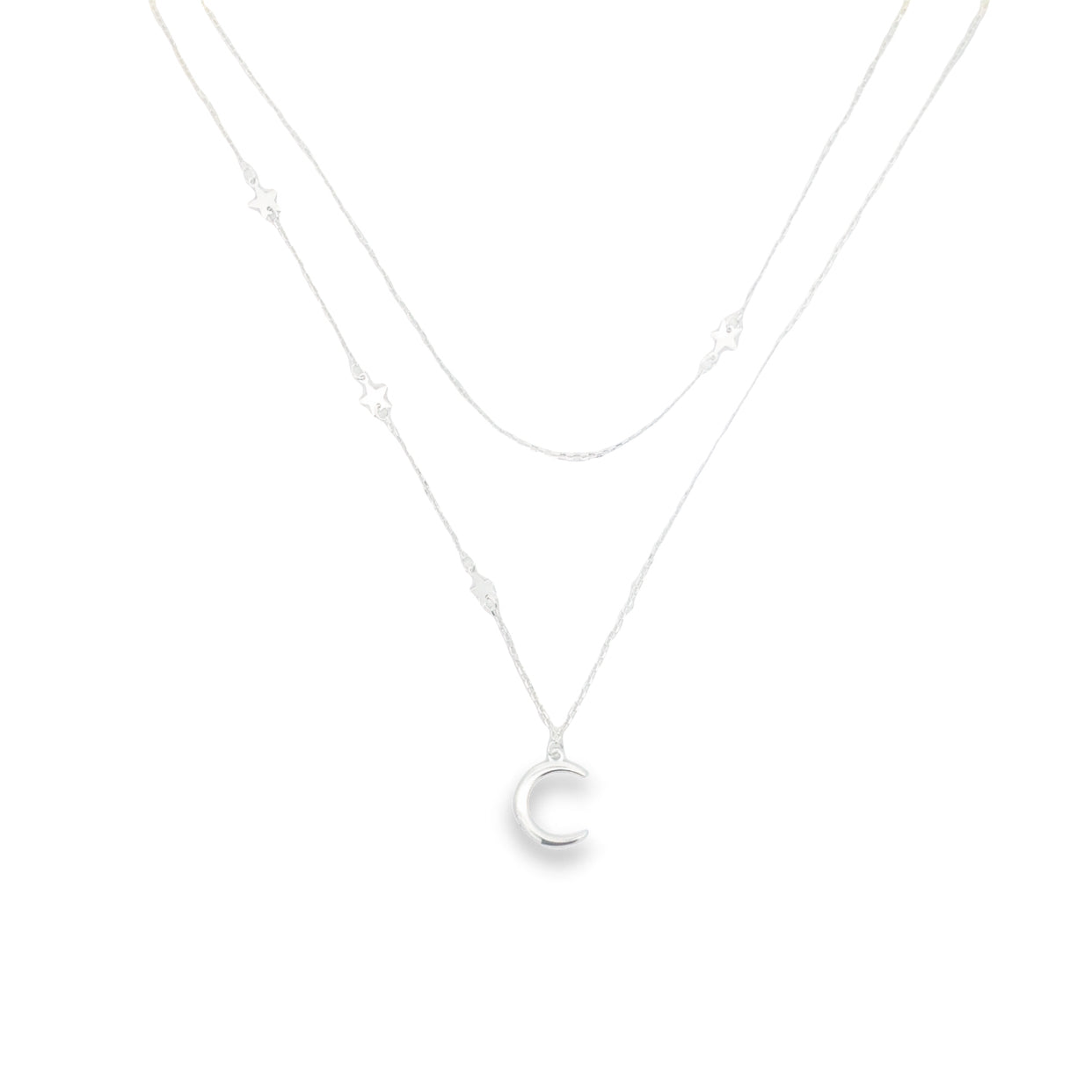 Onatah Sterling Silver Moon And Stars Necklace 45Cms With Ext
