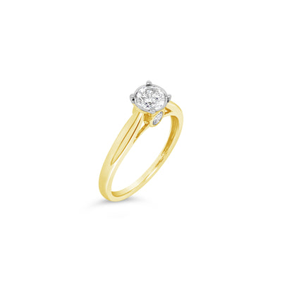 Yellow Gold Solitaire Engagement Ring With Accent Diamonds