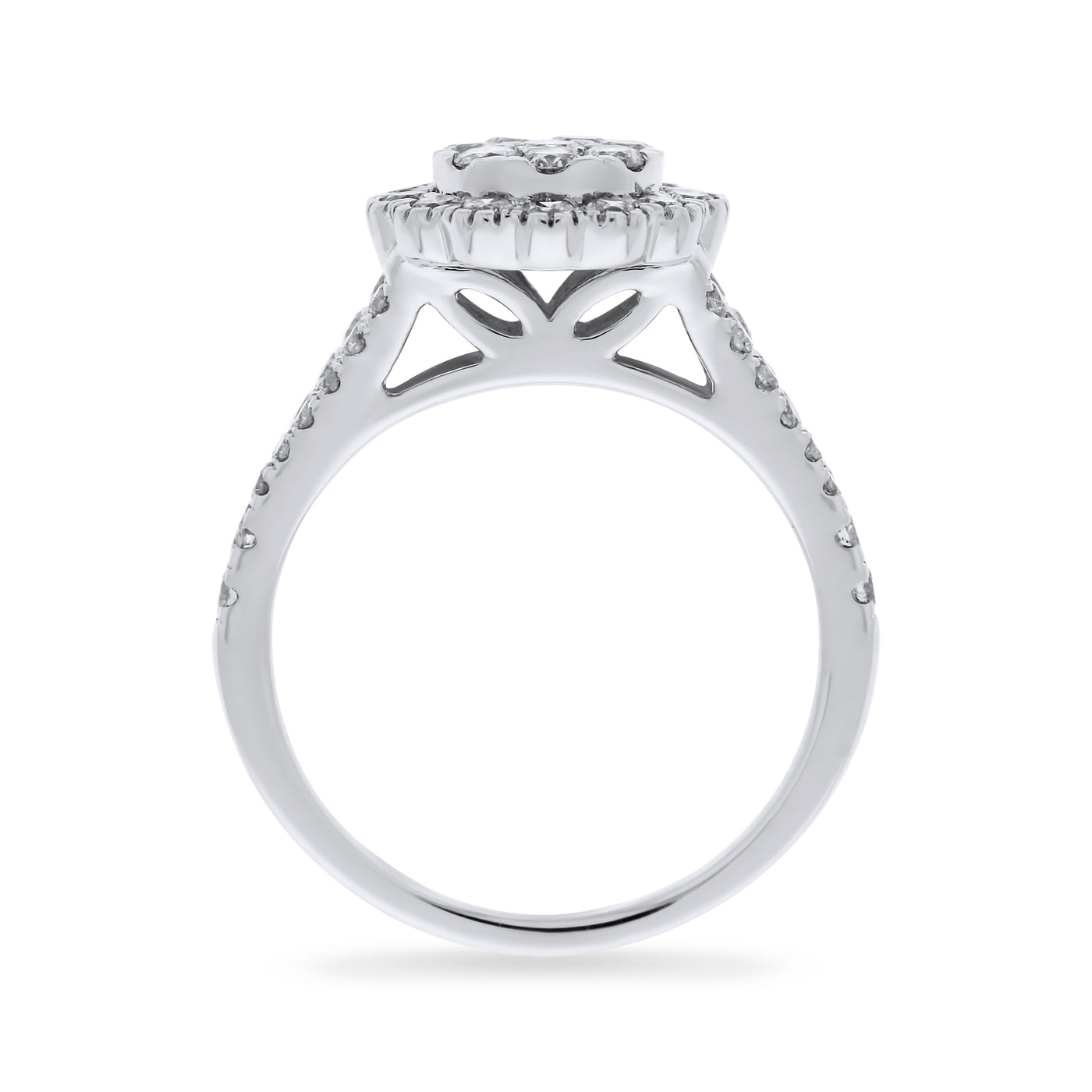 White Gold Diamond Pave Halo Engagement Ring