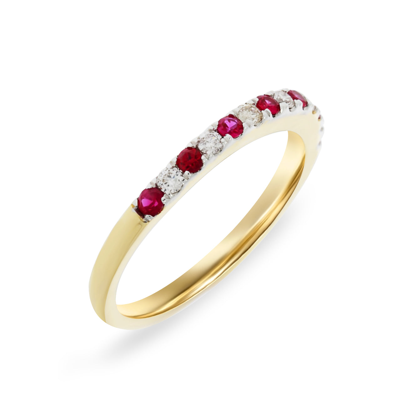 Yellow Gold Natural Ruby And Diamond Ring