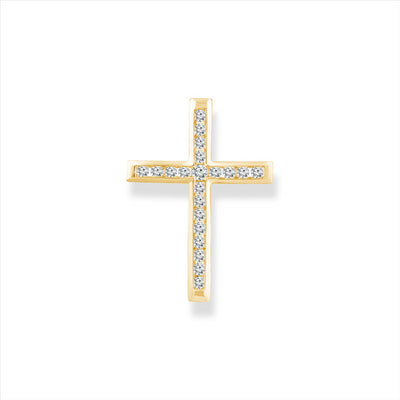 9Ct Yellow Gold Diamond Set Cross Pendant