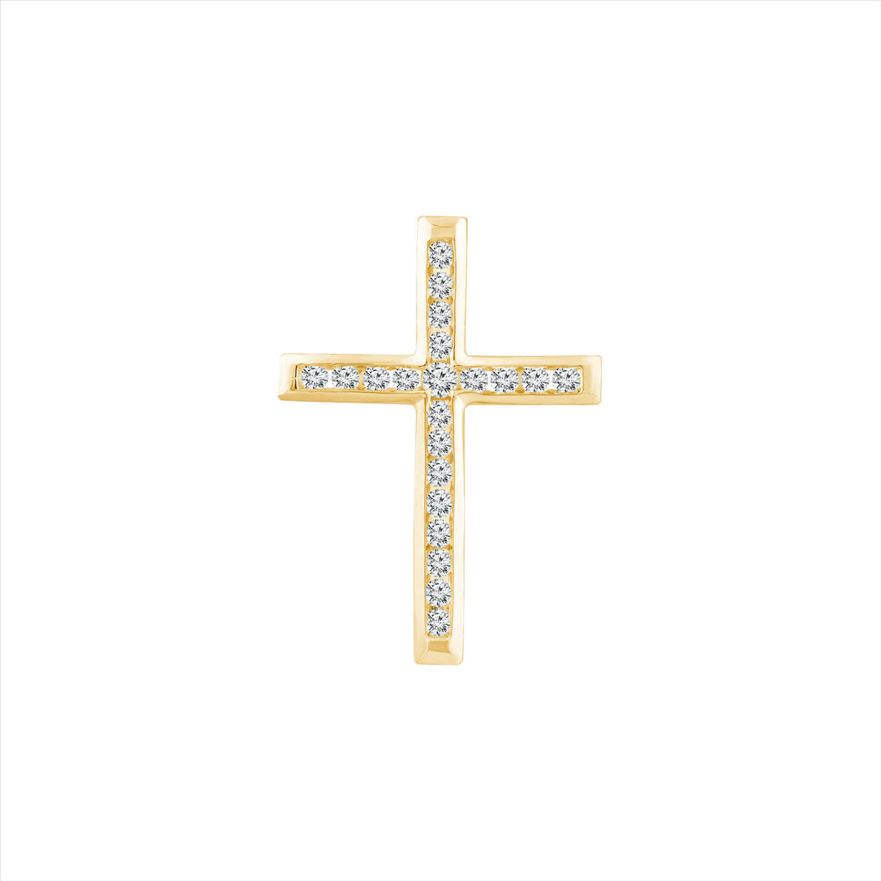 9Ct Yellow Gold Diamond Set Cross Pendant