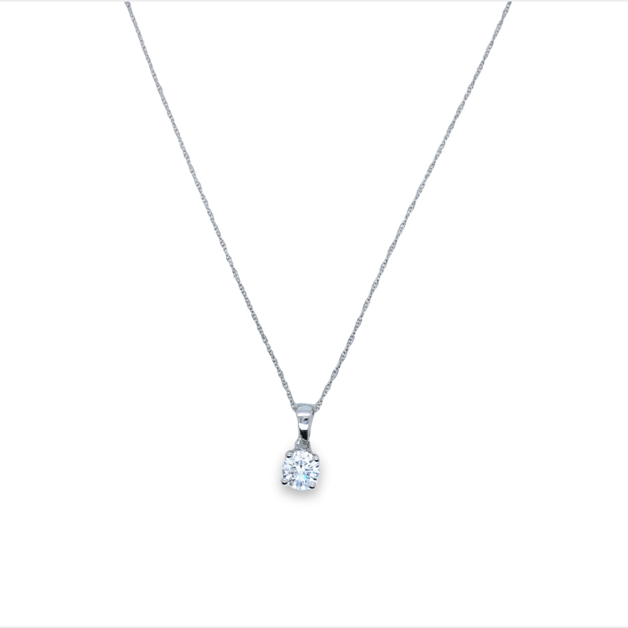 14Ct White Gold Lab Grown Diamond Solitaire Pendant With Complimentary Display Chain Attached