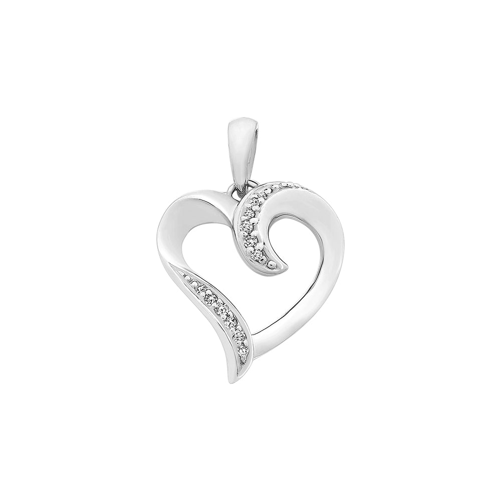 9Ct White Gold Diamond Heart Pendant With Complementary Display Chain