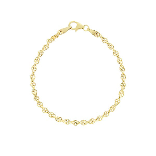 9Ct Yellow Gold Silver Filled Twist Bracelet - 19Cms