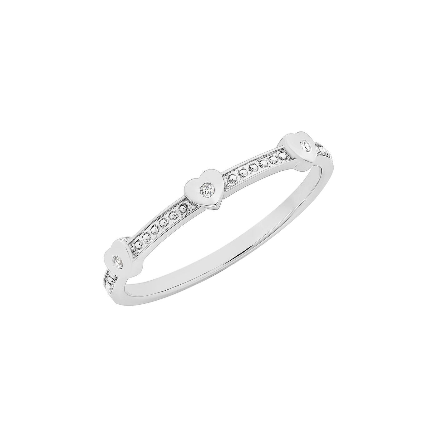 Silver Heart Diamond Ring