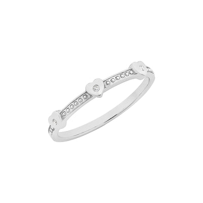 Silver Heart Diamond Ring