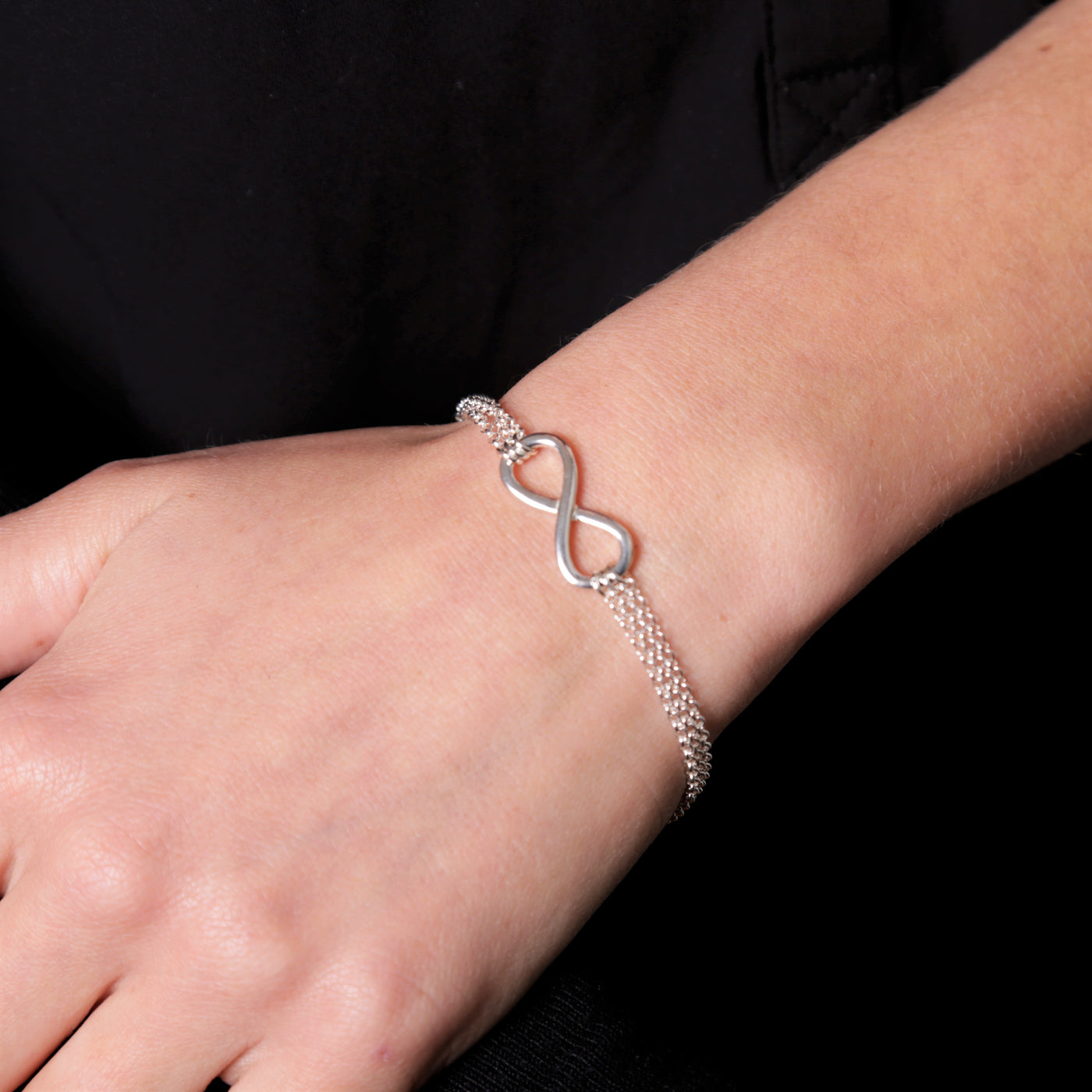 Sterling silver infinity multi strand bracelet