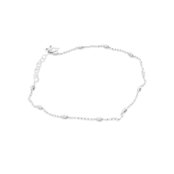 Sterling silver chain and faceted bead anklet