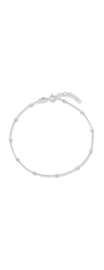 Sterling silver chain and faceted bead anklet