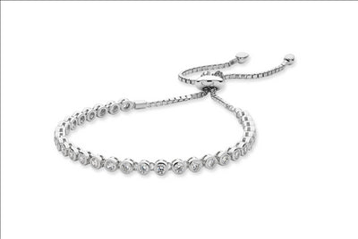 Silver Bezel Set Cz Tennis Style Bracelet