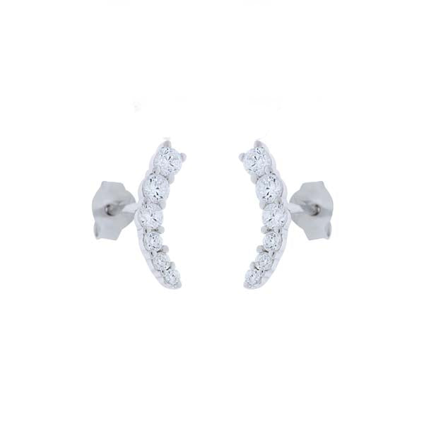 Silver Ear Climber Cubic Zirconia Earrings