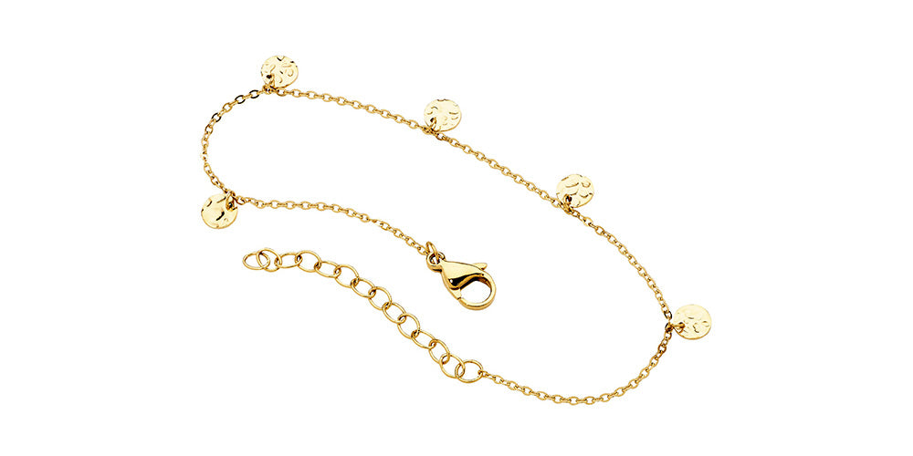 Stainless Steel Gold Plated Disc Bracelet 17Cm + 2 Cm Ext