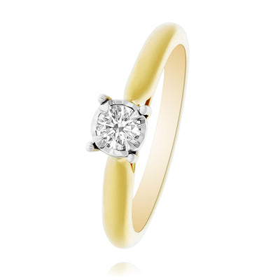 Yellow Gold Solitaire Engagement Ring With Accent Diamonds