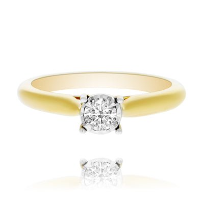 Yellow Gold Solitaire Engagement Ring With Accent Diamonds