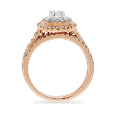 Rose Gold Double Halo Diamond Bridal Se