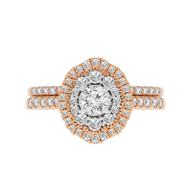 Rose Gold Double Halo Diamond Bridal Se