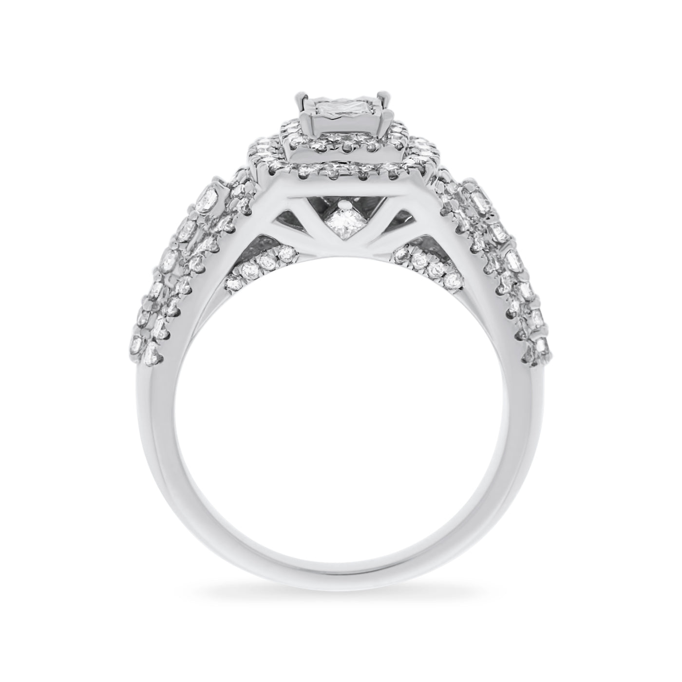 White Gold Diamond Princess Halo Engagement Ring