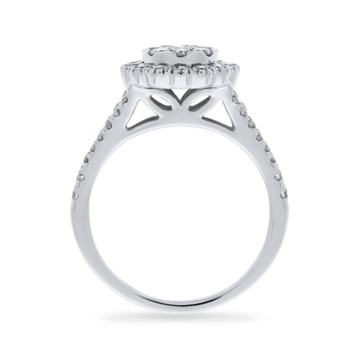 White Gold Diamond Pave Halo Engagement Ring