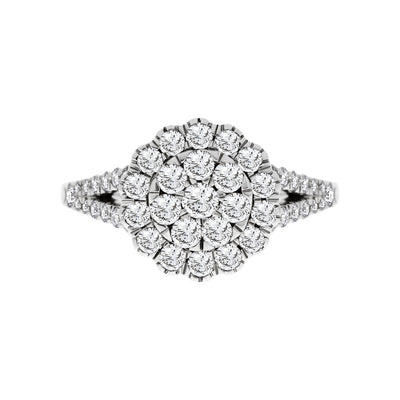 White Gold Diamond Pave Halo Engagement Ring