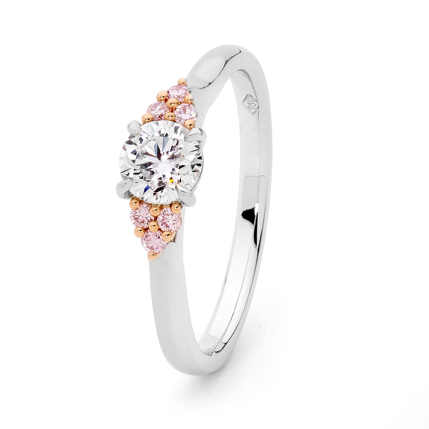 Ellendale 18Ct White And Rose Gold Argyle White And Pink Diamond Ring.