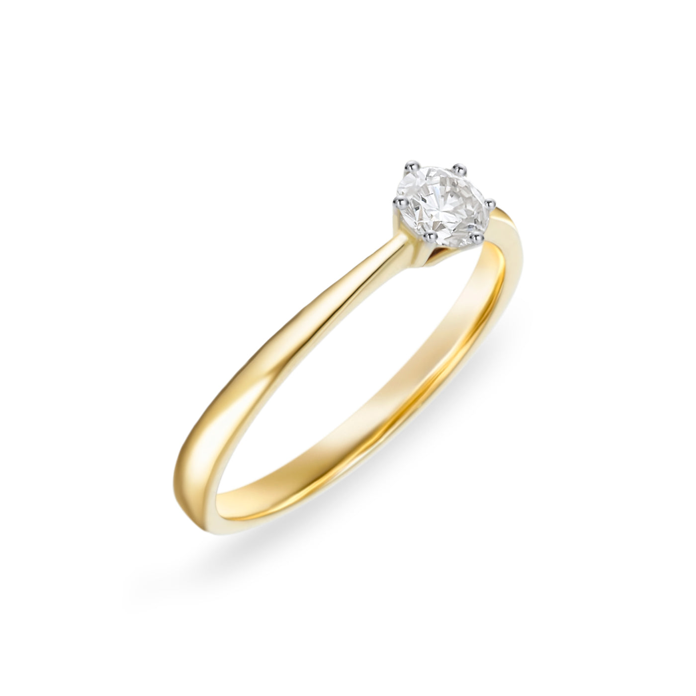 Yellow Gold Round Solitaire Diamond Engagement Ring.