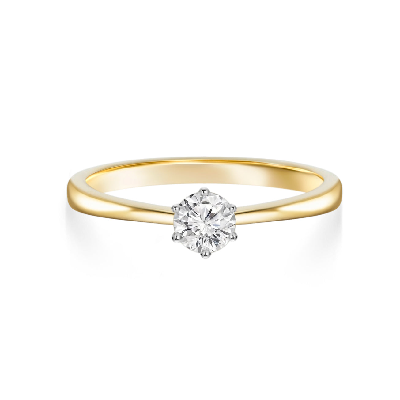 Yellow Gold Round Solitaire Diamond Engagement Ring.