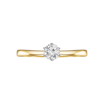 Yellow Gold Round Solitaire Diamond Engagement Ring.