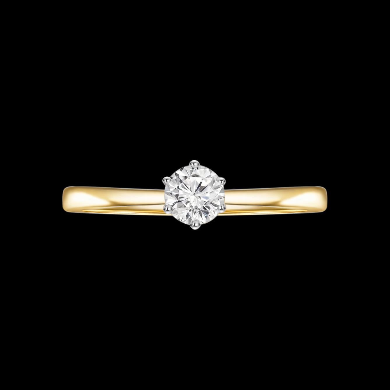 Yellow Gold Round Solitaire Diamond Engagement Ring.