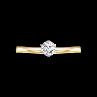 Yellow Gold Round Solitaire Diamond Engagement Ring.