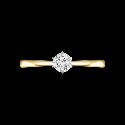 Yellow Gold Round Solitaire Diamond Engagement Ring.