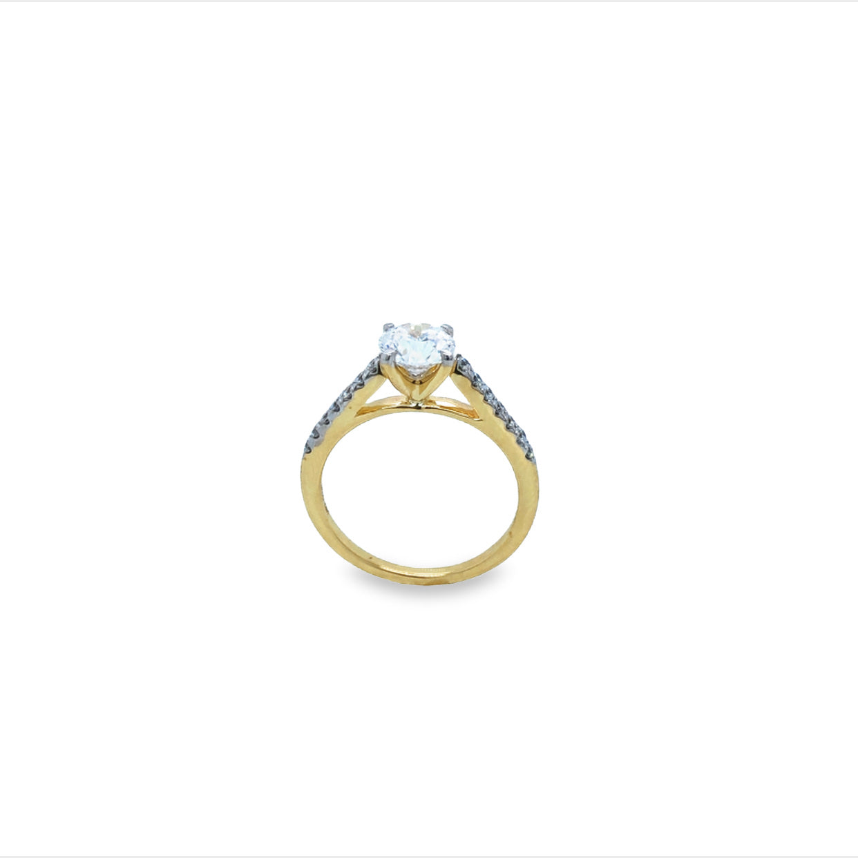 14Ct Yellow Gold Lab Grown Round Brilliant Cut Halo Diamond Engagement Ring TDW 1.20Ct EVS Has GS Lab Cert