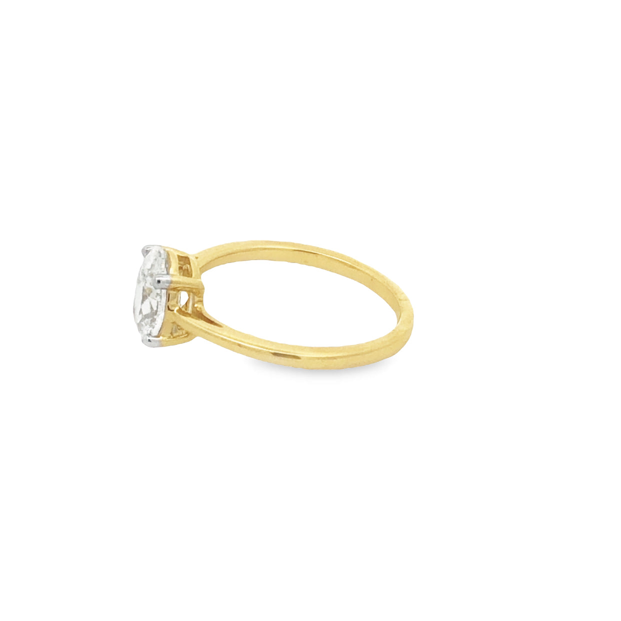 Yellow Gold Oval Cut Lab Grown Diamond Ring Size O