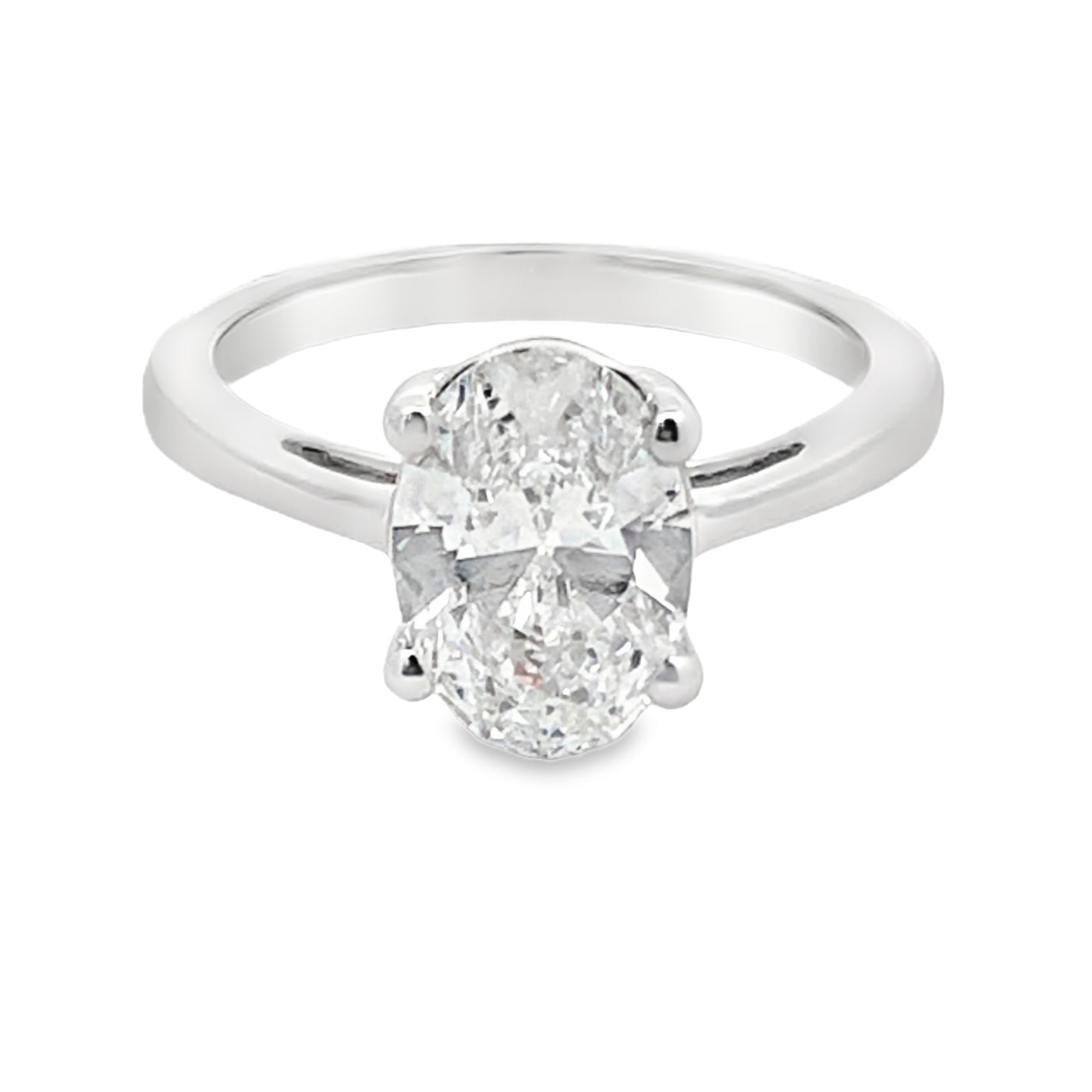 White Gold Oval Cut Lab Grown Diamond Ring Size O