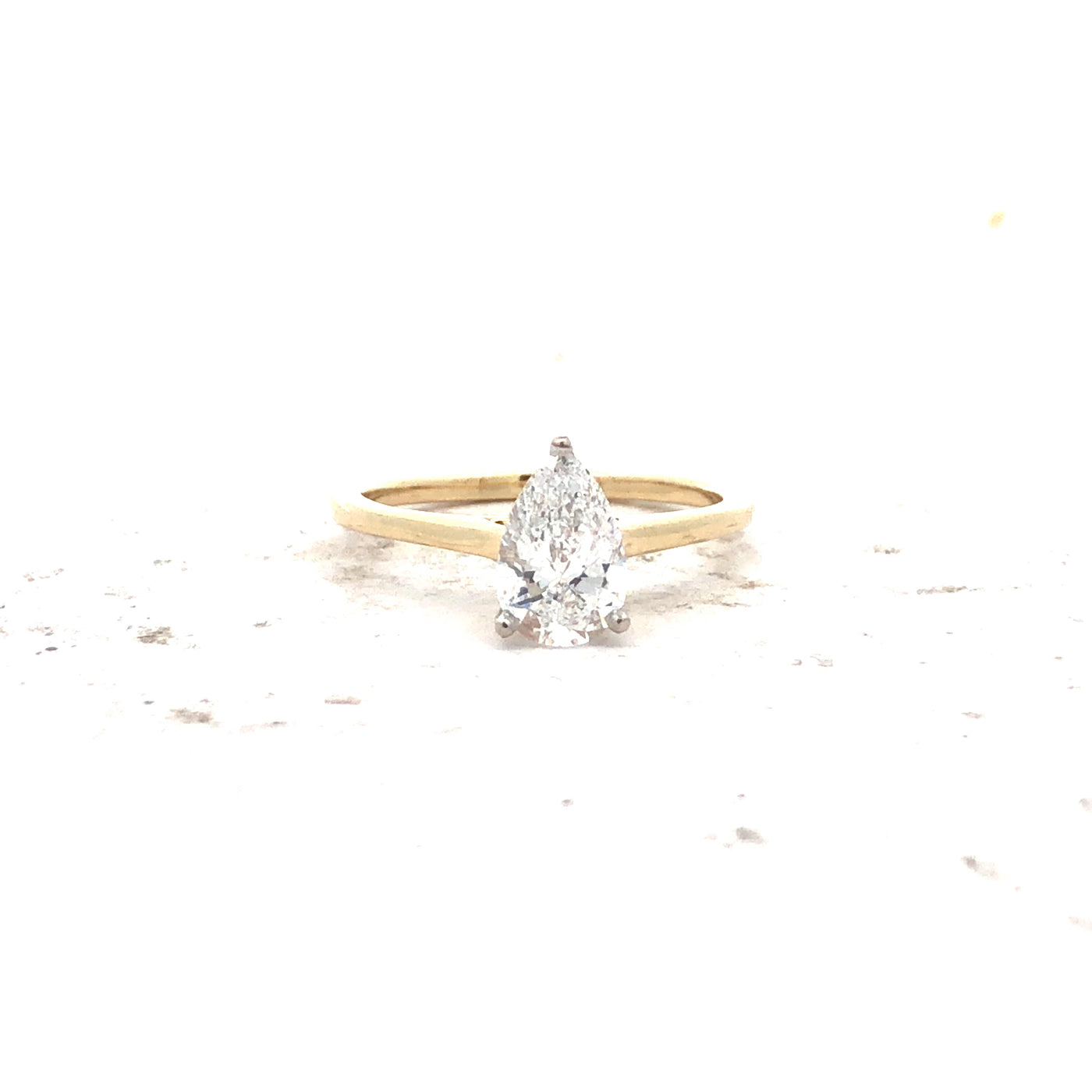 Yellow Gold Pear Shaped Lab Grown 1.00CT Diamond Ring