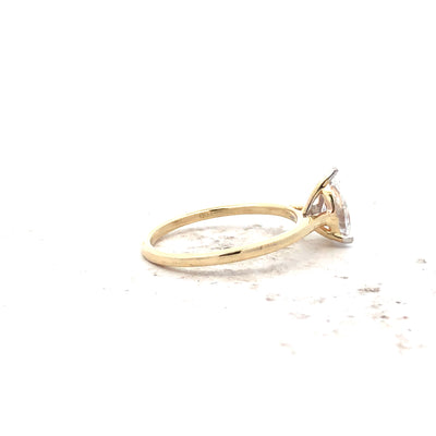 Yellow Gold Pear Shaped Lab Grown 1.00CT Diamond Ring