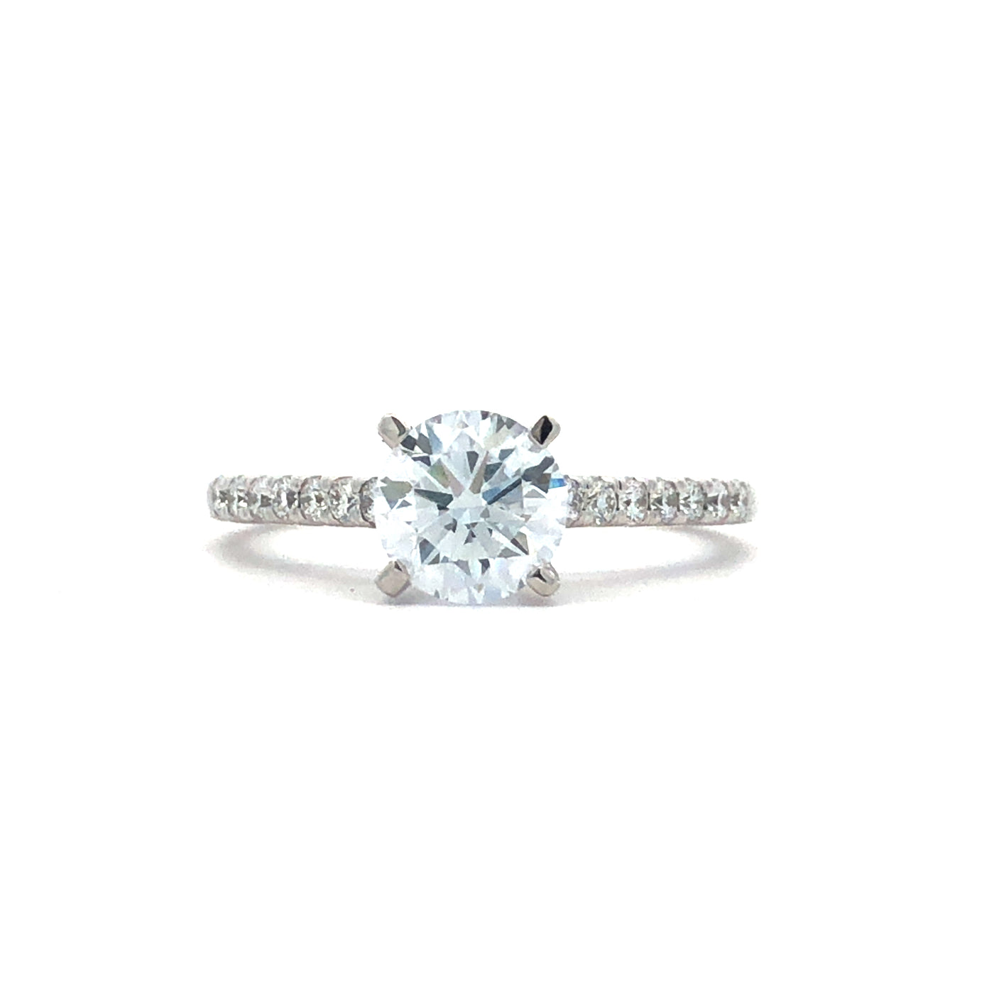 White Gold RBC Lab Grown Diamond Engagement Ring With Shoulder Diamonds