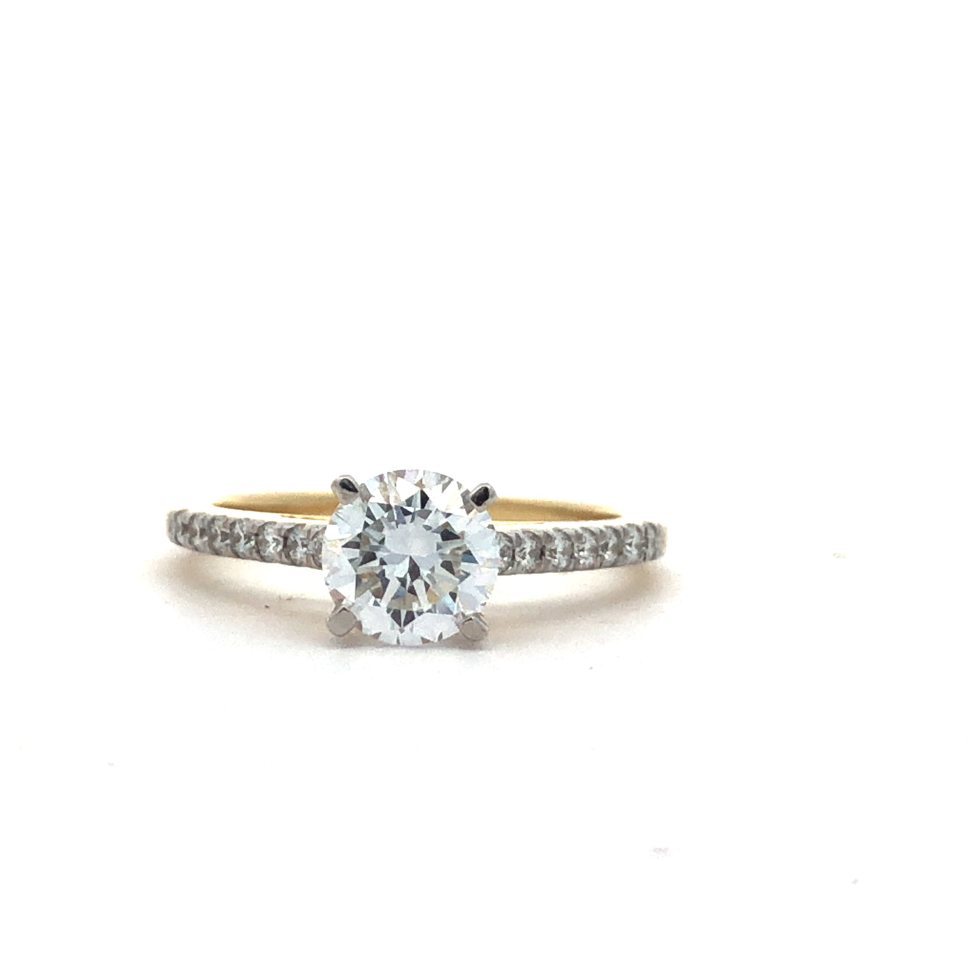 Yellow Gold RBC Lab Grown Diamond Engagement Ring With Shoulder Diamonds