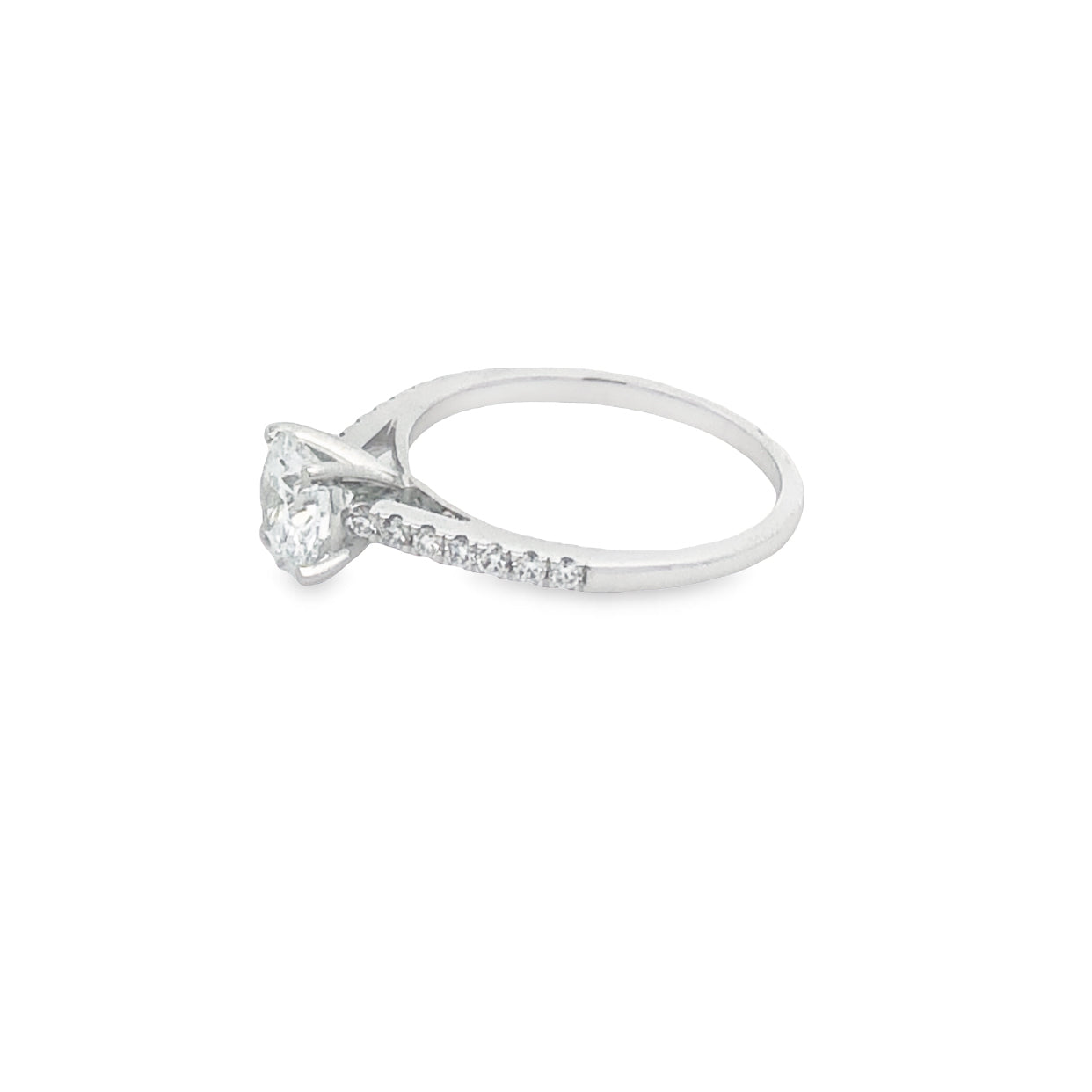 White Gold RBC Lab Grown Diamond Engagement Ring With Shoulder Diamonds