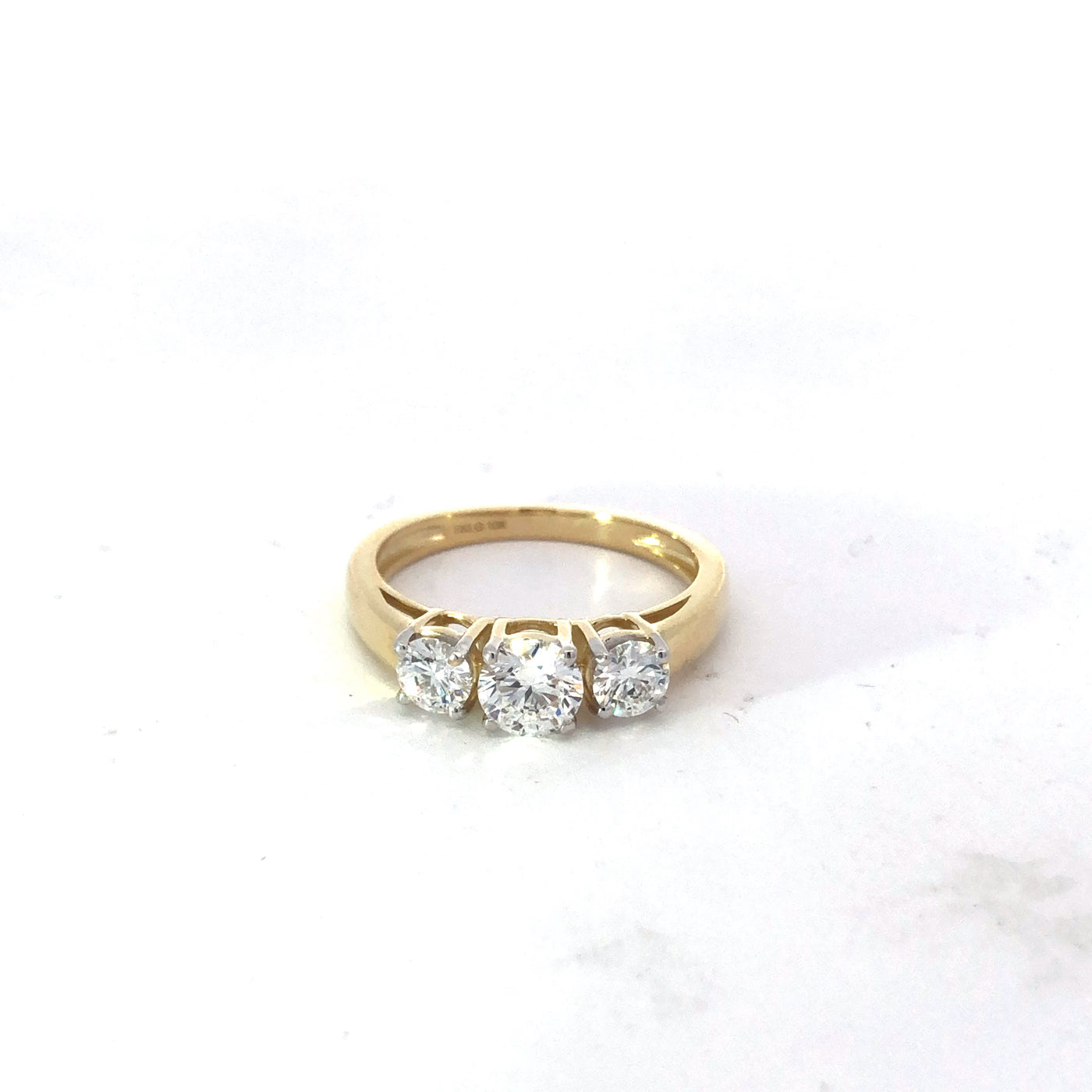 Yellow Gold 3 Stone Lab Grown Diamond Ring