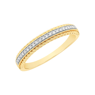 9Ct Yellow Gold Diamond Band Ring Tdw-0.10Ct