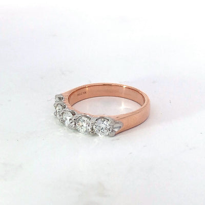 10Ct Rose Gold 5 Stone Lab Grown Diamond Ring Tdw=1.00Ct