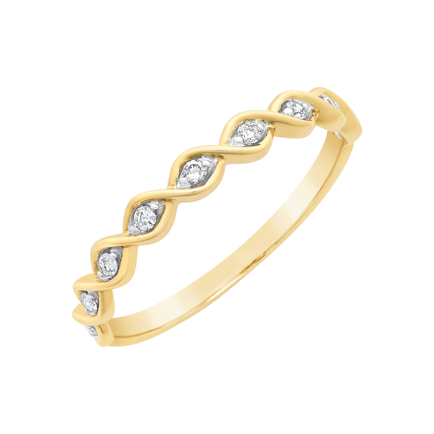 9Ct Yellow Gold Twist Set Diamond Ring 0.09C