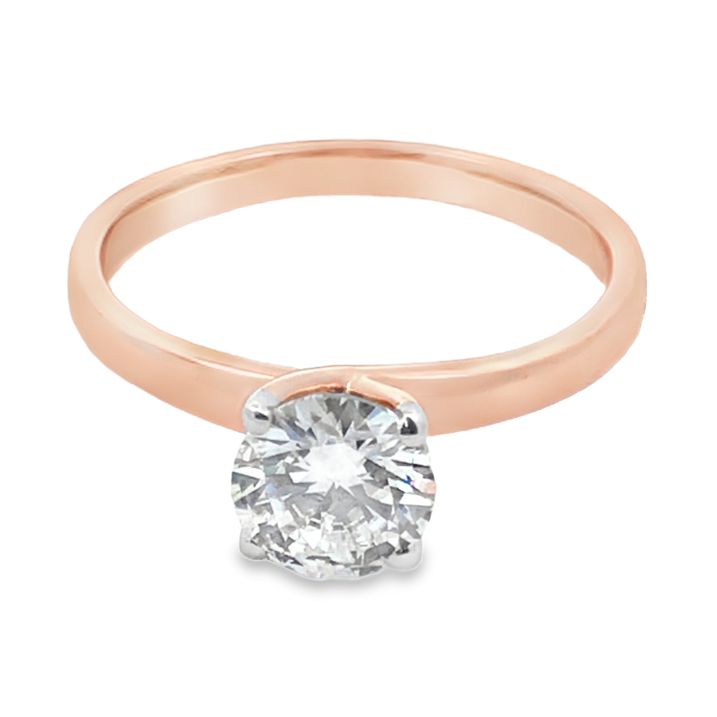 10Ct Rose Gold Round Brilliant Cut Lab Grown Diamond 1.00ct Ring