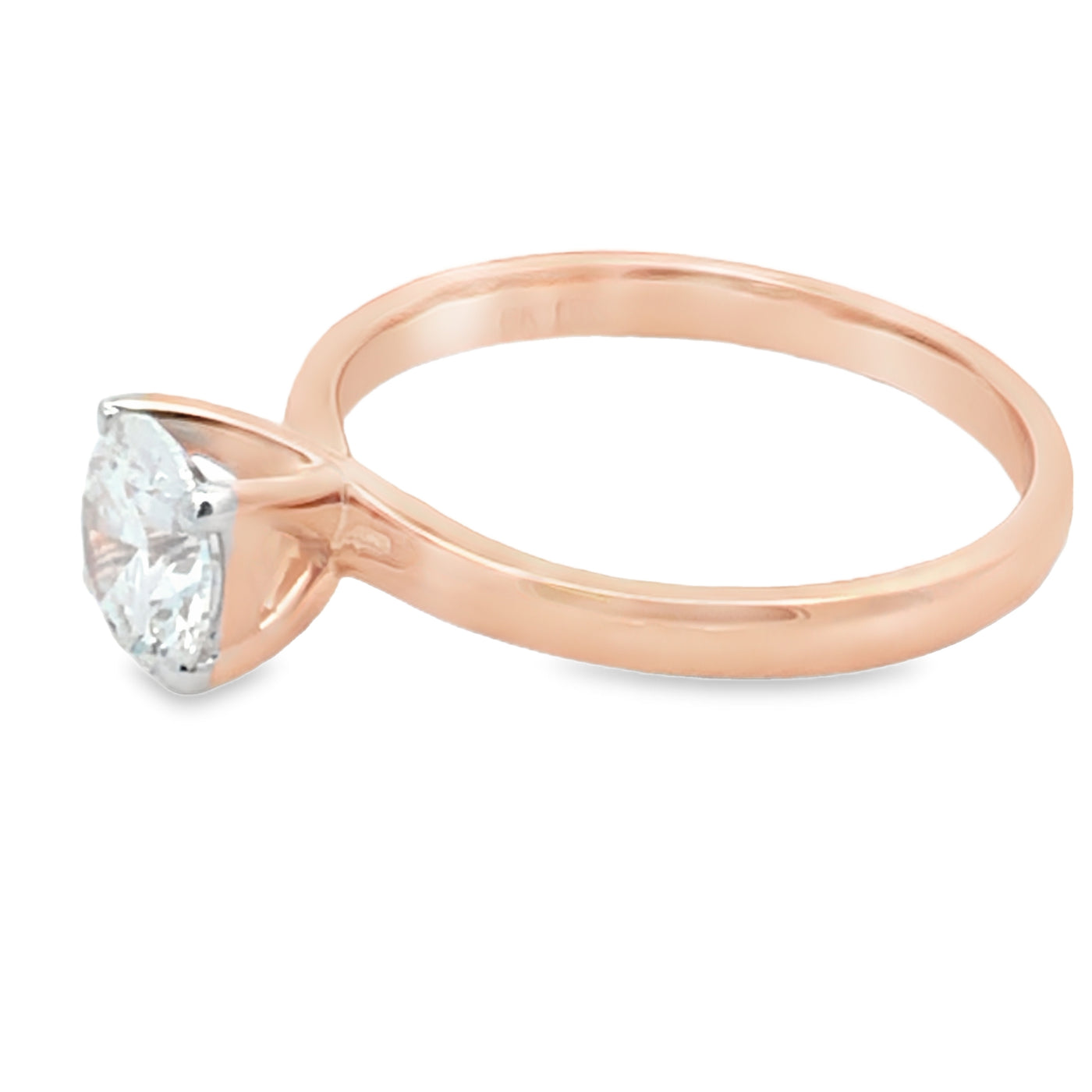 10Ct Rose Gold Round Brilliant Cut Lab Grown Diamond 1.00ct Ring