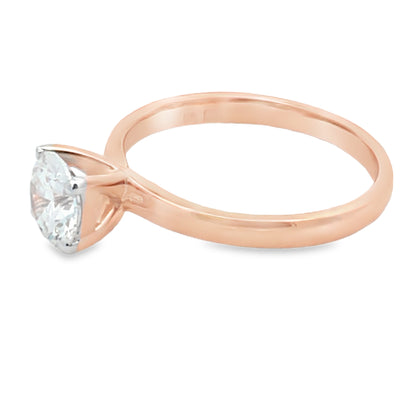 10Ct Rose Gold Round Brilliant Cut Lab Grown Diamond 1.00ct Ring