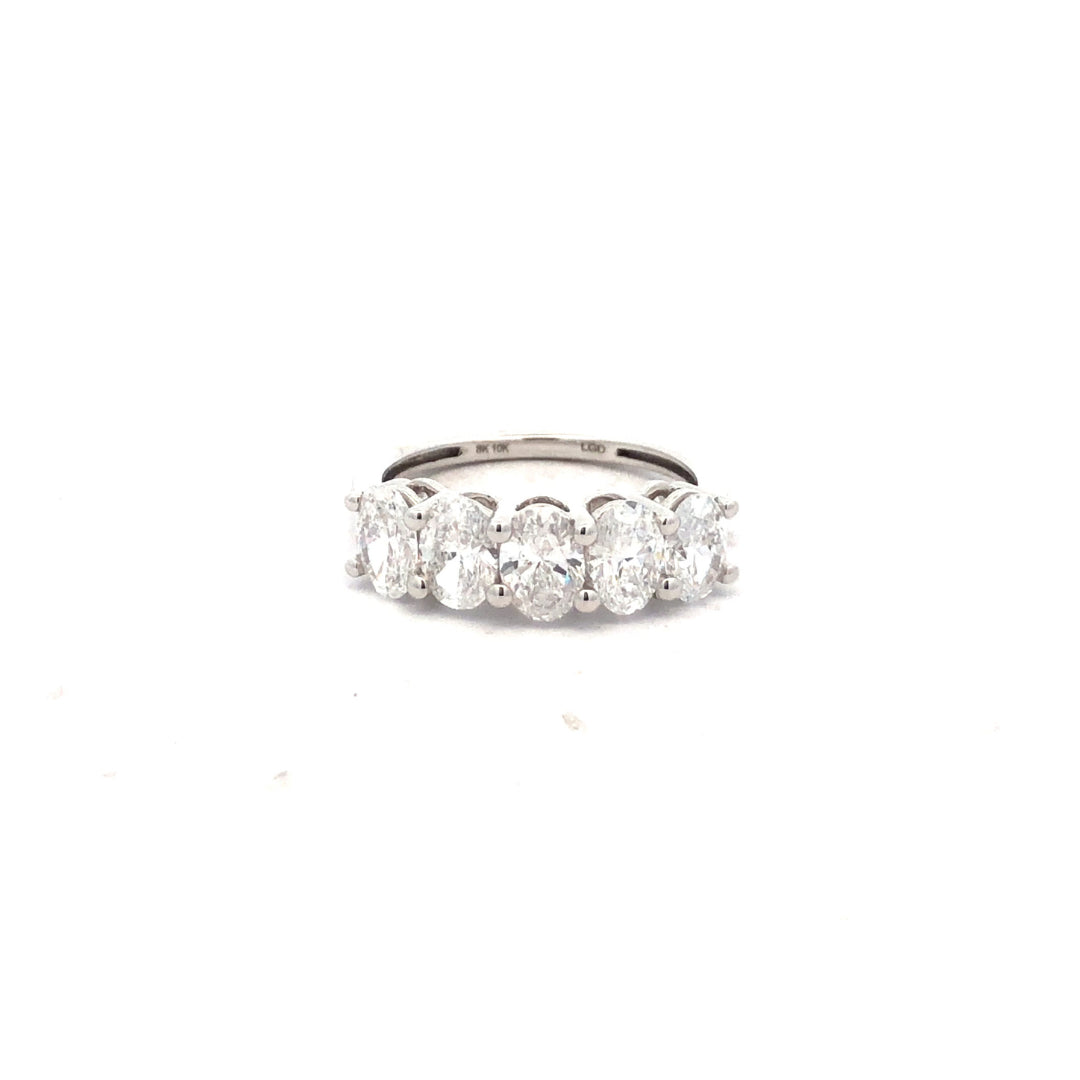 10Ct White Gold 5 Stone Oval Lab Grown Diamond Ring. Tdw=2.00Ct G SI