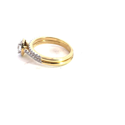 Yellow Gold Oval Shaped Halo Lab Grown Diamond Bridal Set TDW= 1.00ct