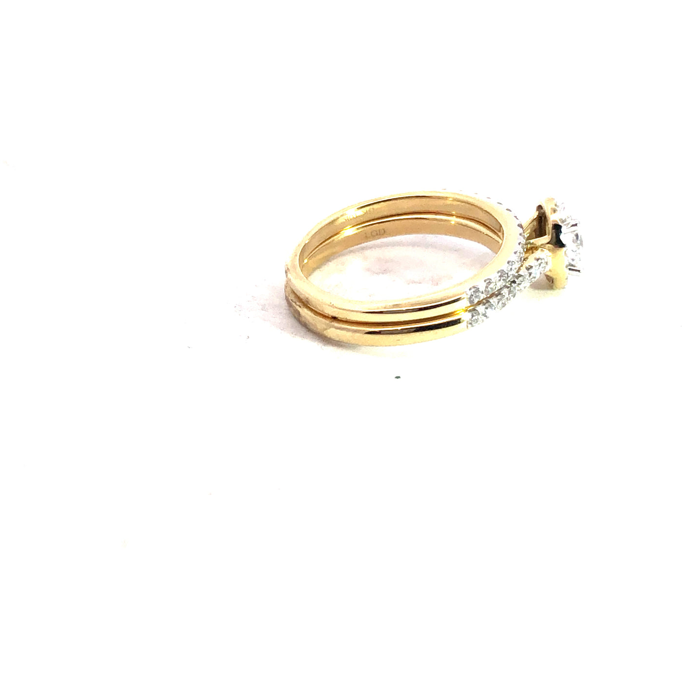 Yellow Gold Oval Shaped Halo Lab Grown Diamond Bridal Set TDW= 1.00ct